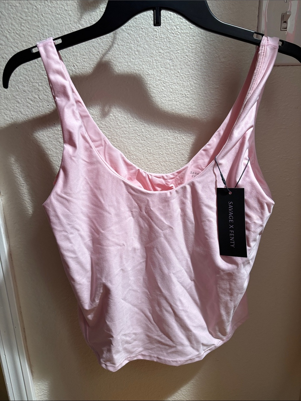 Savage X Fenty Light Pink Scoop Tank w/built in bralette L NWT
